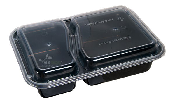 6x8” Microwavable 2 Compartment Clear Lid